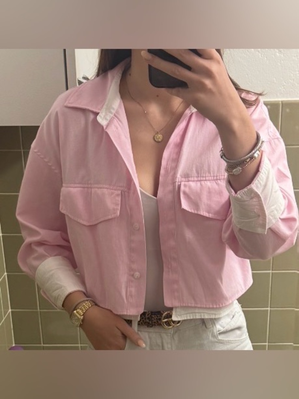 Zara pink and white top